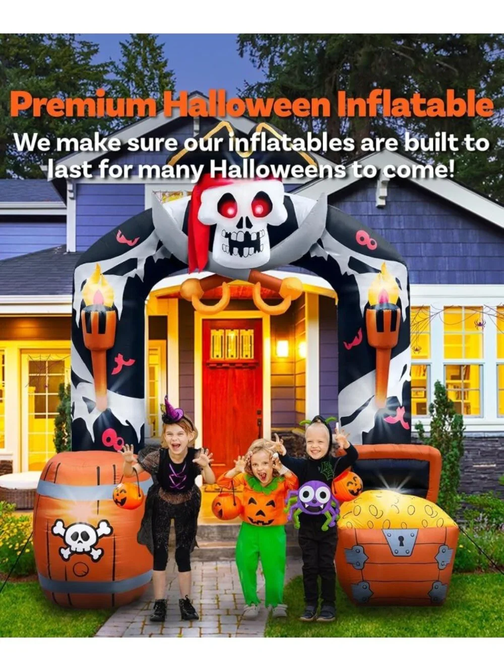 9.5FT Halloween Pirate Skull Archway Inflatable Outdoor Decoration - Spooky Fun!